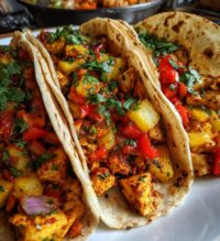 one pan chicken pineapple tacos