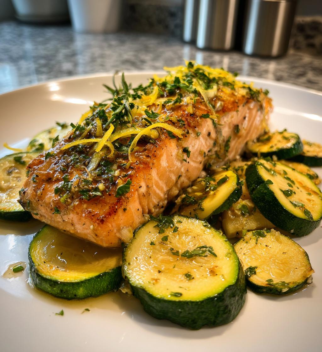 one pan lemon herb salmon and zucchini