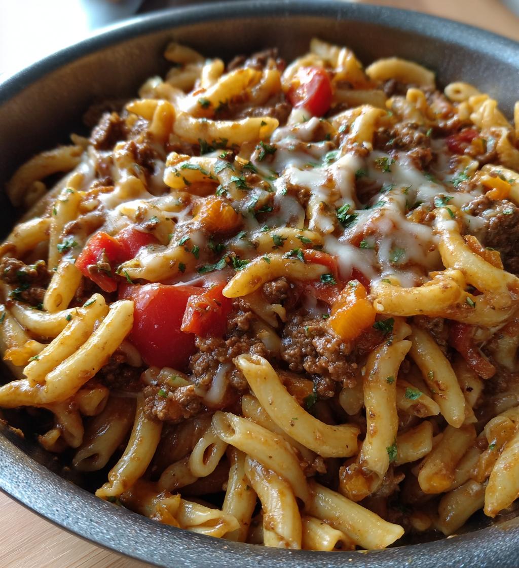 one pot beef taco pasta - detail 1
