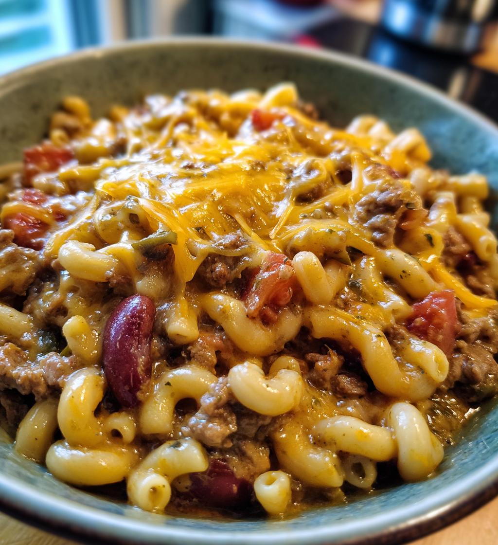 one pot chili mac and cheese - detail 1