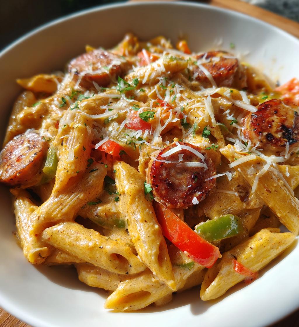 one pot creamy cajun sausage pasta - detail 1