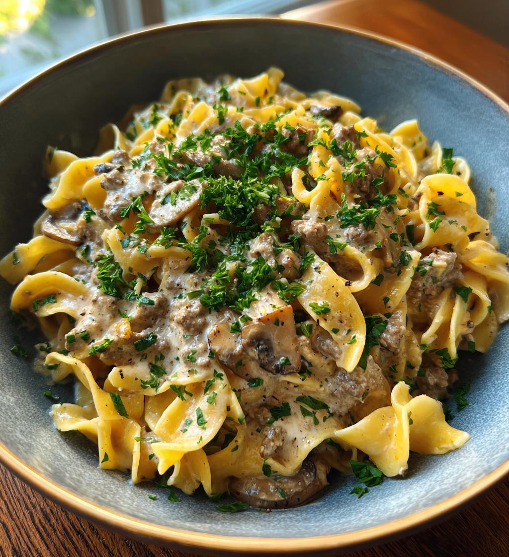 one pot ground beef stroganoff
