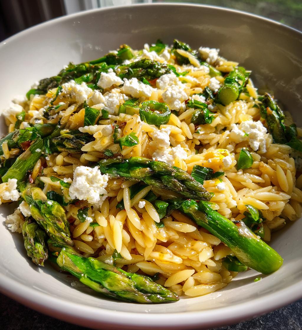 orzo with asparagus feta - detail 1