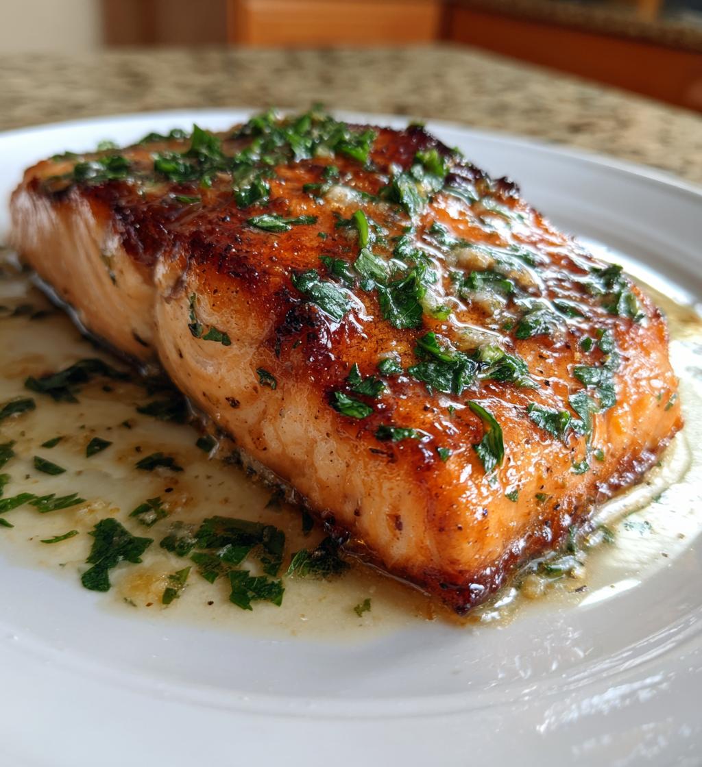pan fried salmon with garlic butter sauce