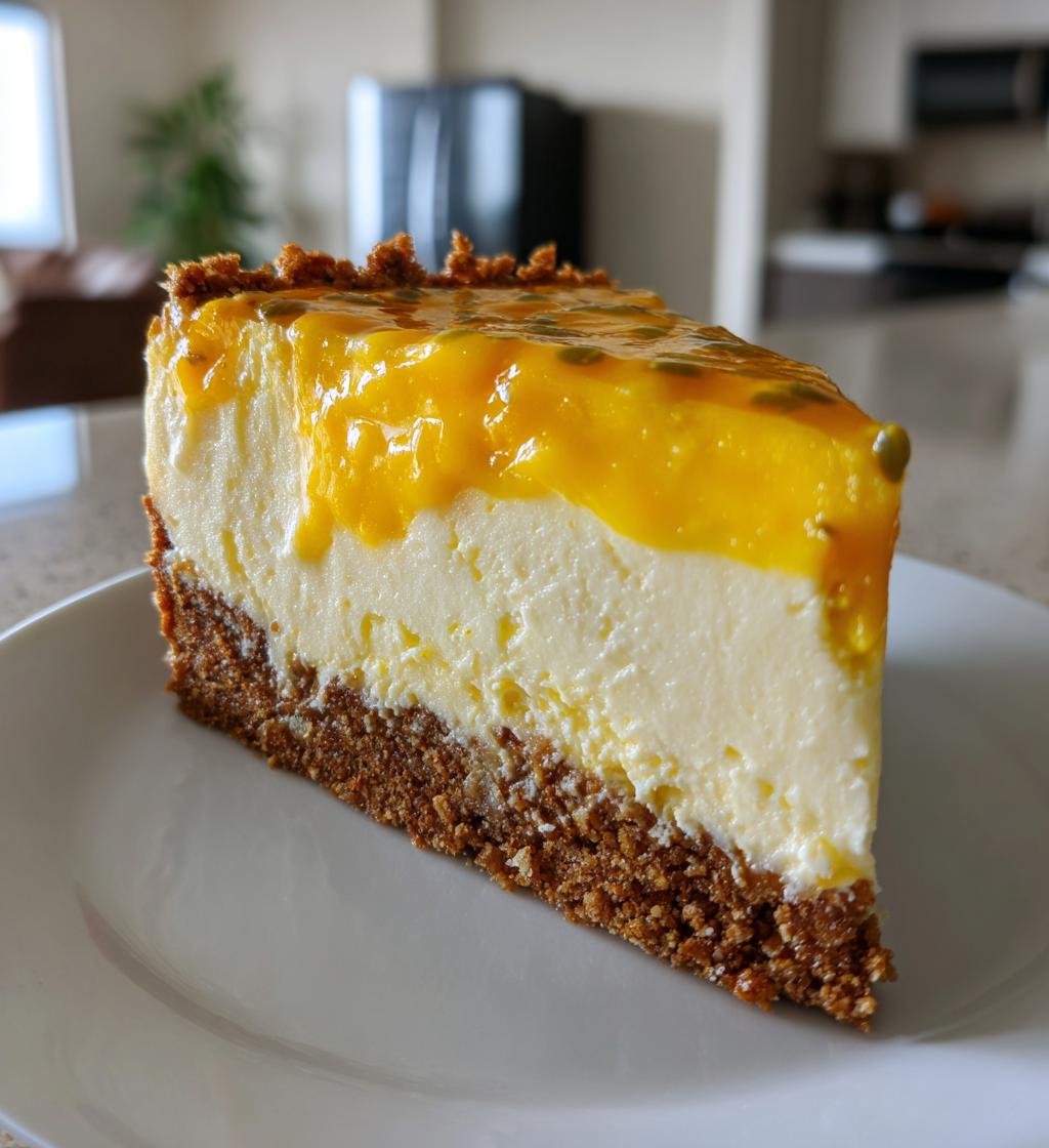 passion fruit mango cheesecake gingersnap crust - detail 1