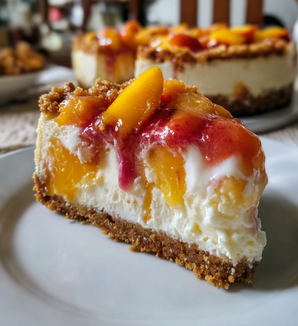 peach cobbler cheesecake bars - detail 1