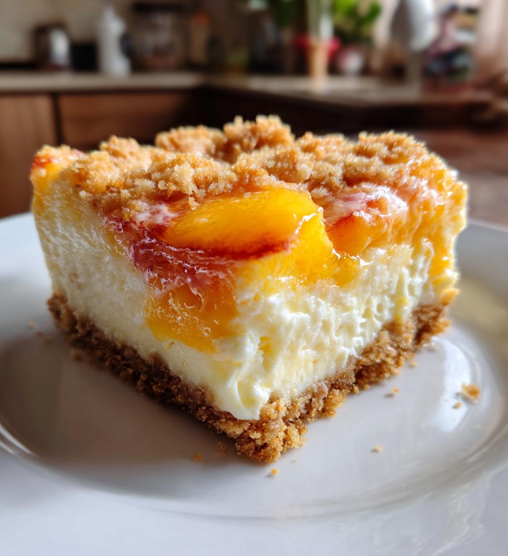 peach cobbler cheesecake bars