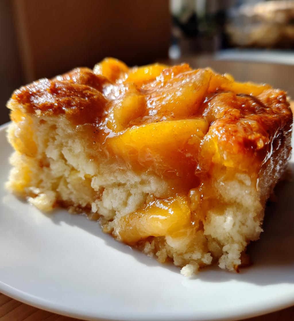 peach cobbler with canned peaches - detail 1