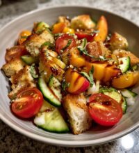 peach panzanella salad