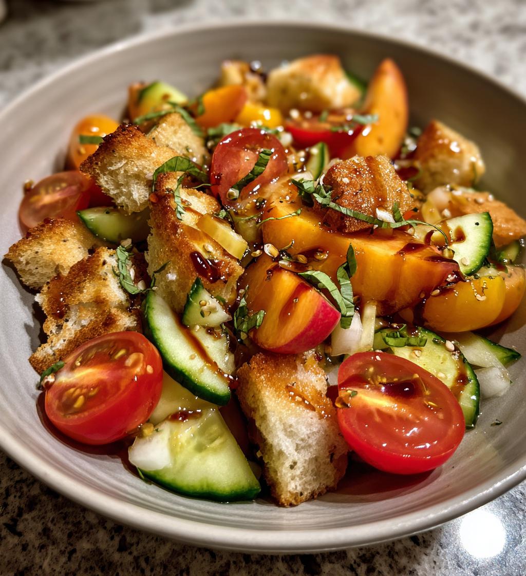 peach panzanella salad