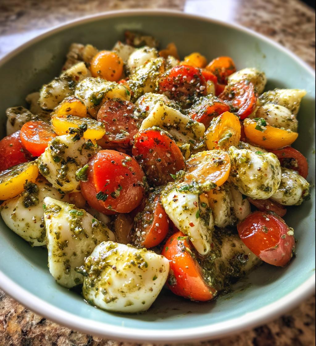pesto caprese pasta salad