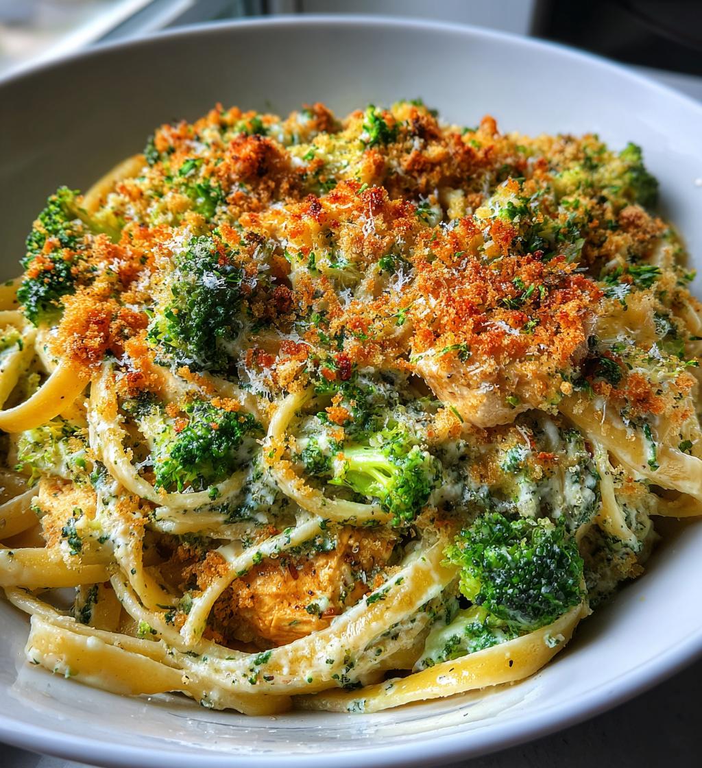 pesto chicken alfredo with spicy feta cream parmesan broccoli crunch - detail 1
