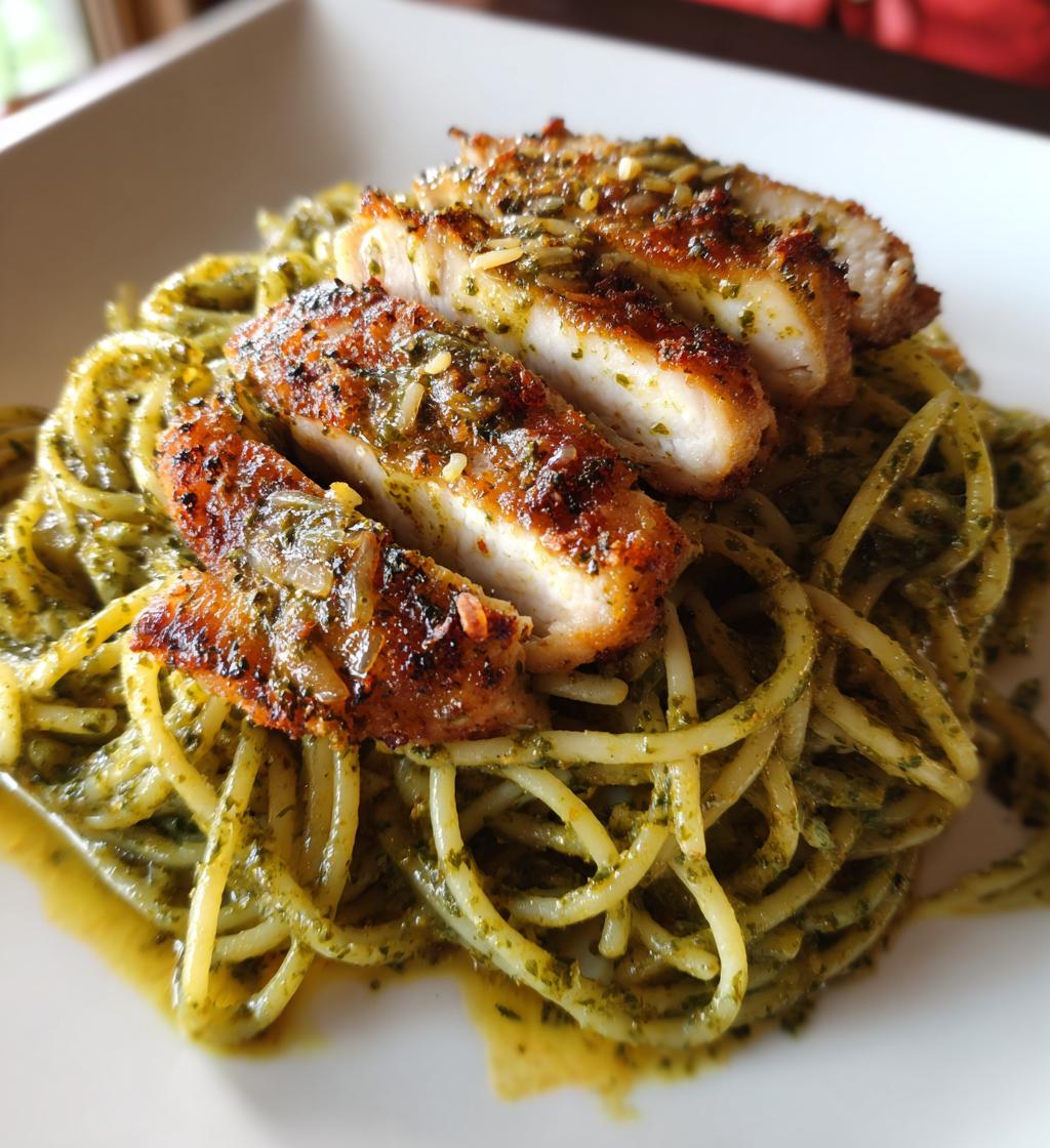 pesto pasta crispy parmesan chicken