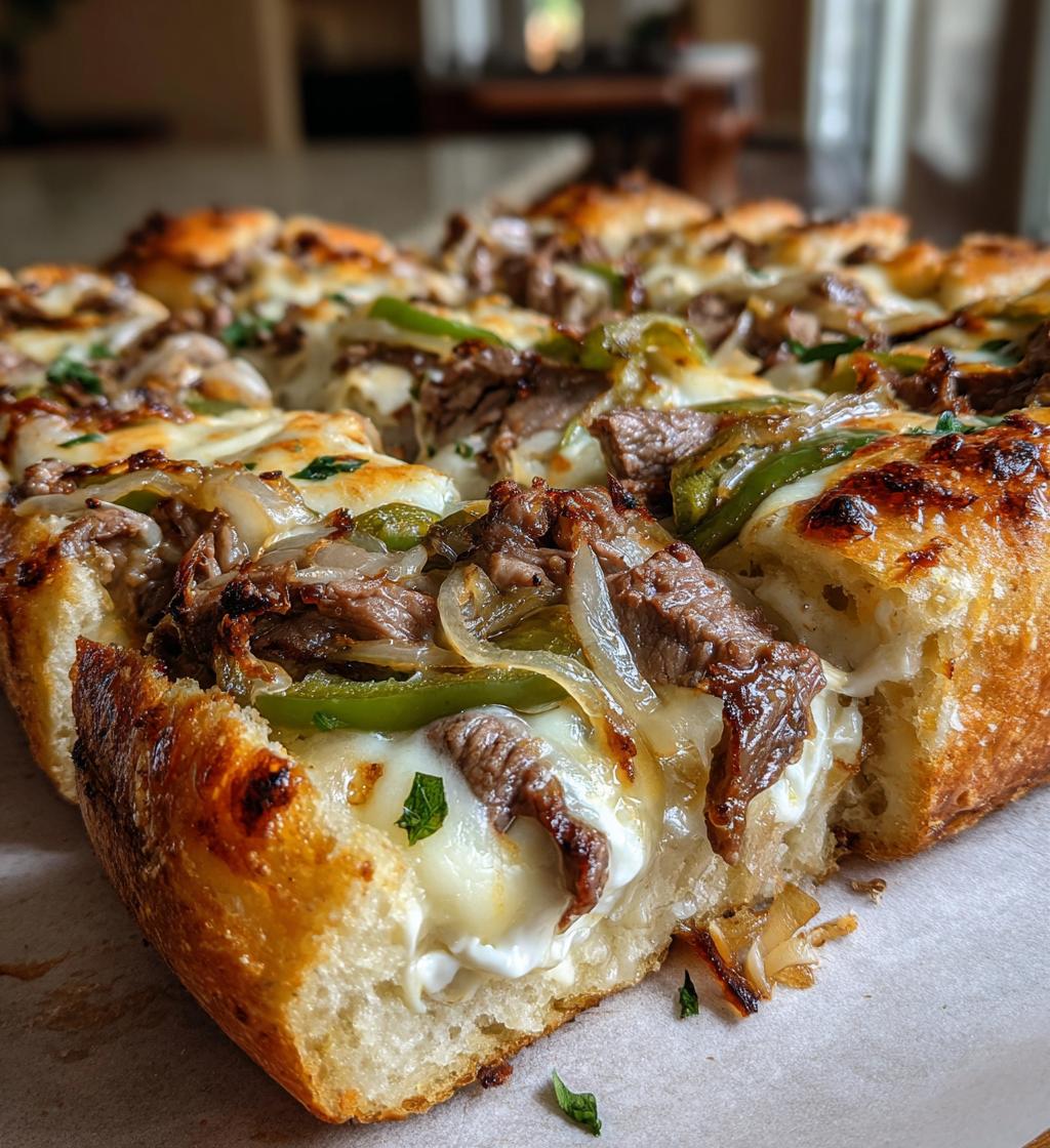 philly cheesesteak cheesy bread - detail 1
