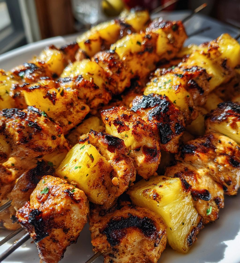 pineapple grilled chicken kebabs
