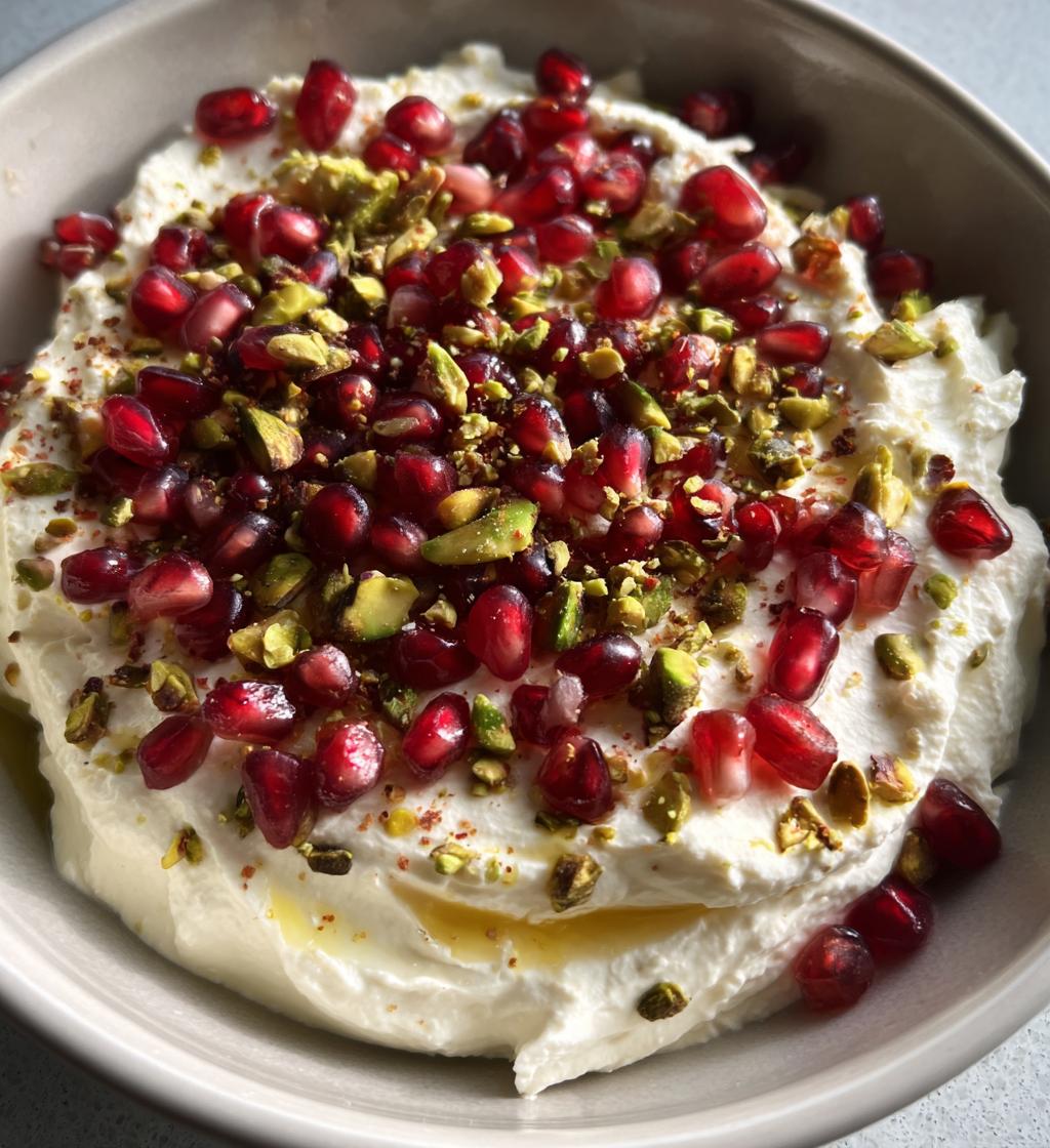 pomegranate pistachio whipped feta
