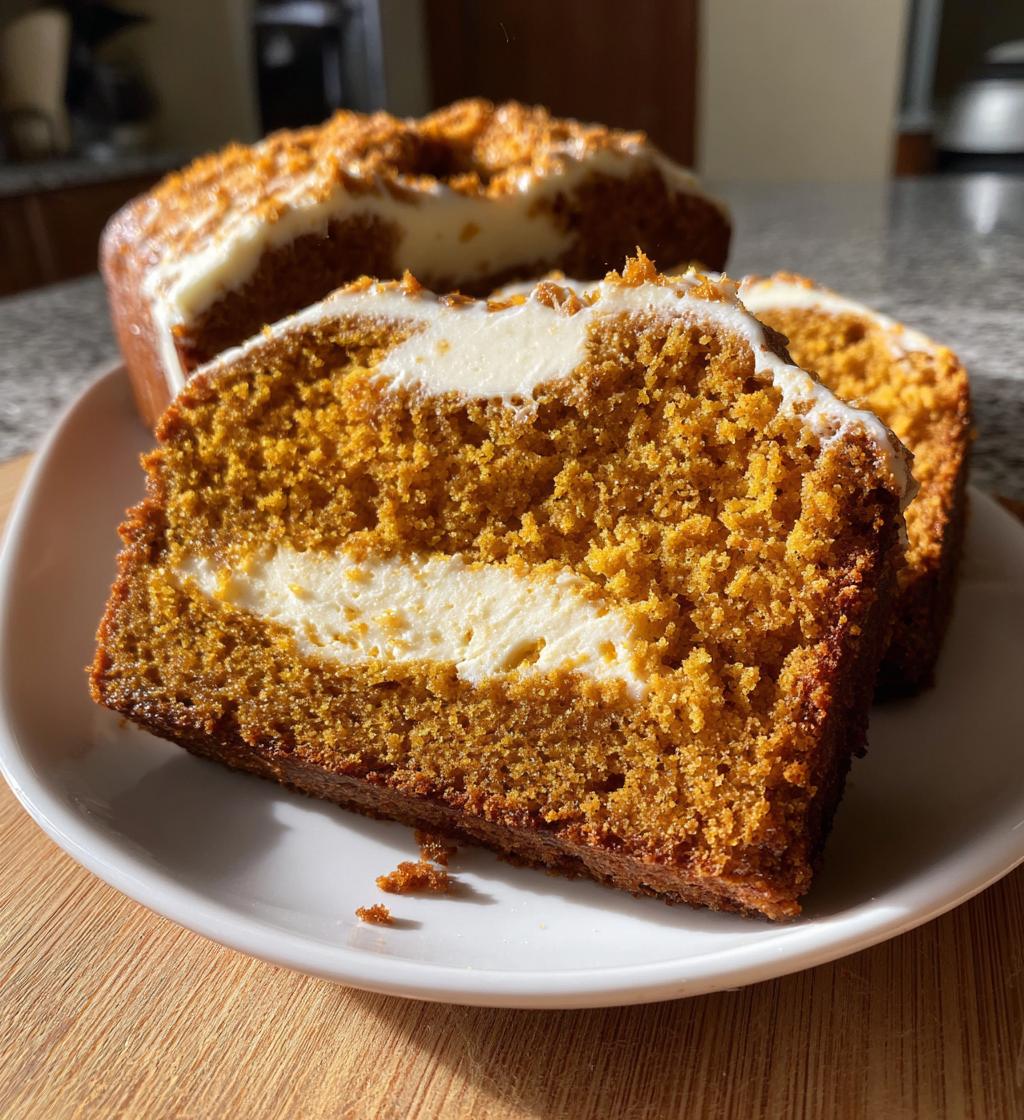 pumpkin bread with maple cream cheese filling