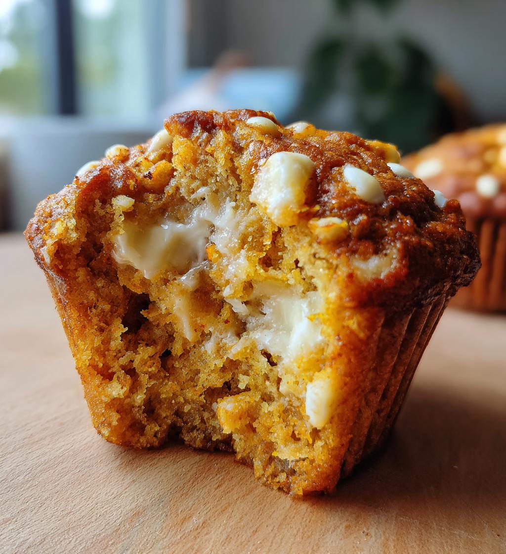 pumpkin white chocolate chip muffins - detail 1