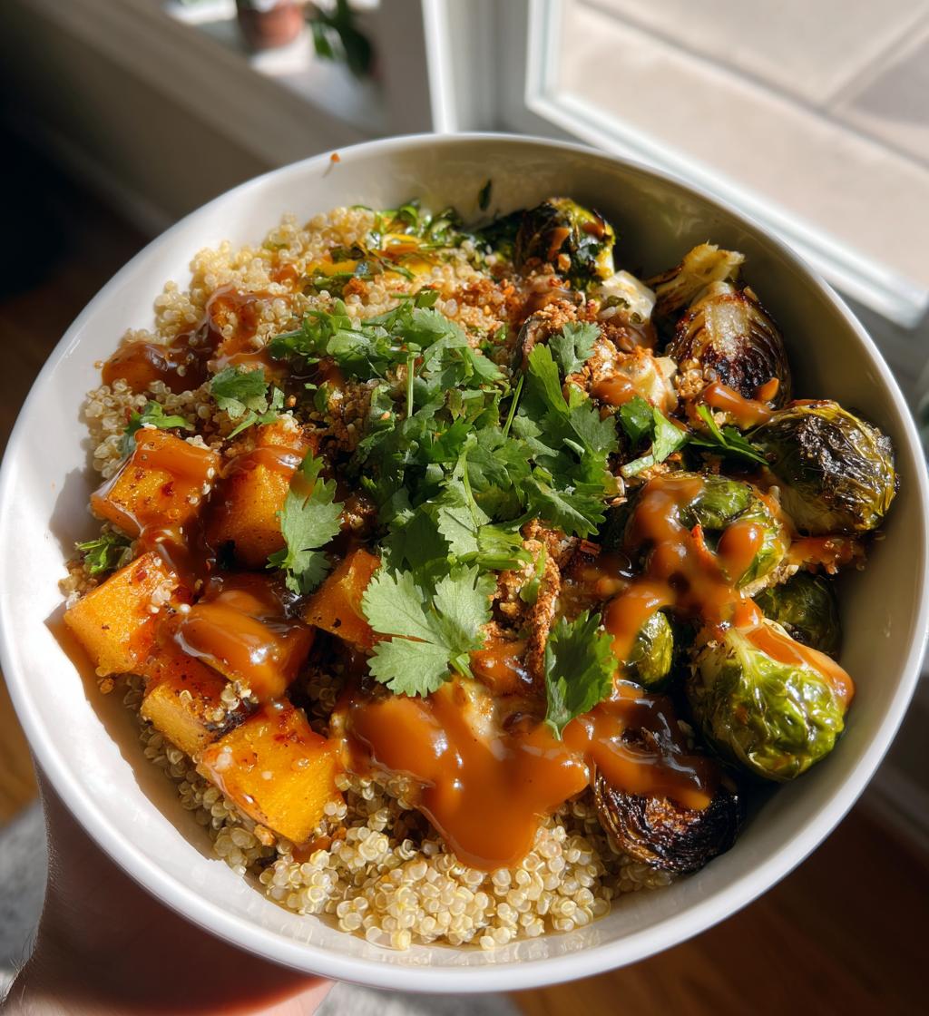 quinoa power bowls maple chipotle brussels squash - detail 1