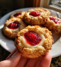 raspberry cheesecake thumbprint cookies