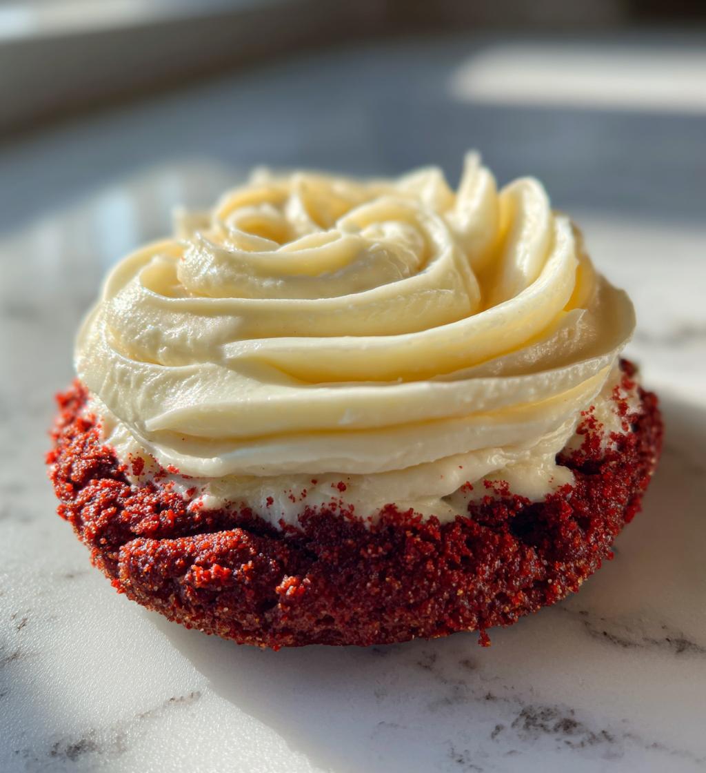 red velvet cookies with cream cheese frosting - detail 1