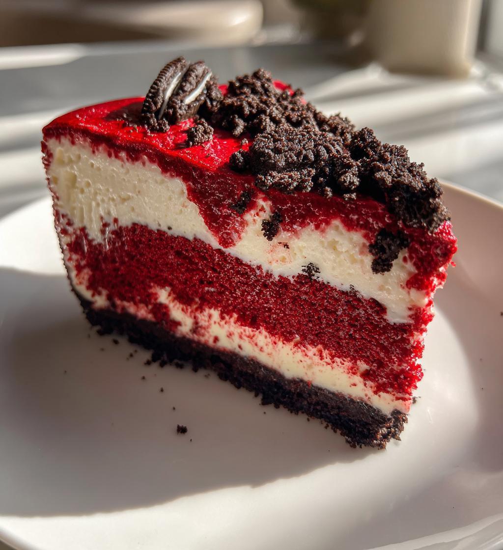 red velvet oreo cheesecake - detail 1