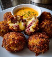 reuben balls with spicy thousand island dipping sauce