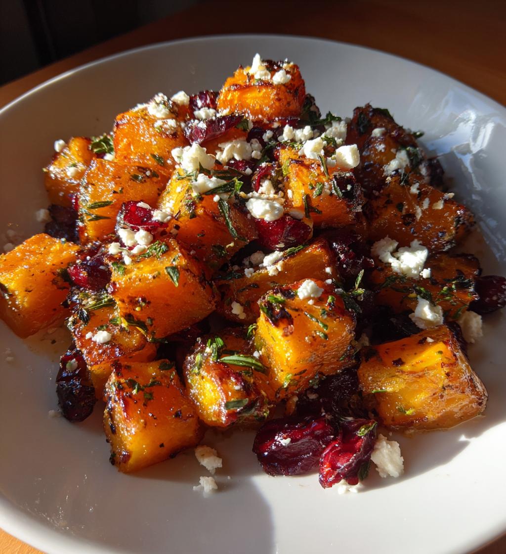 roasted butternut squash with cranberries and feta - detail 1