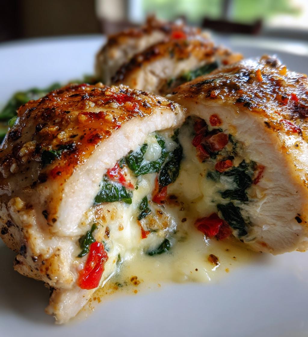 roasted red pepper spinach mozzarella stuffed chicken