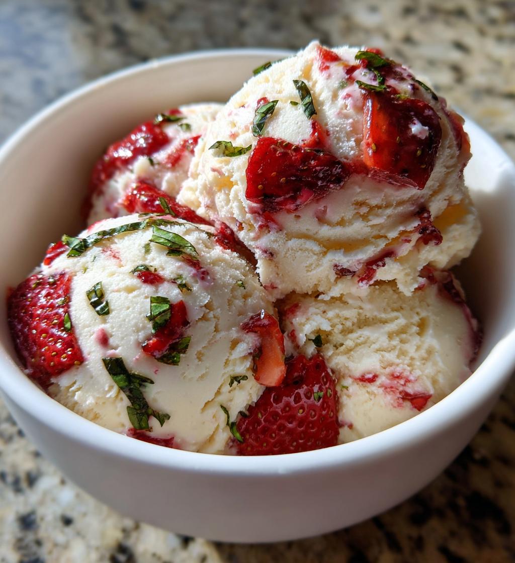 roasted strawberries lime basil ice cream - detail 1