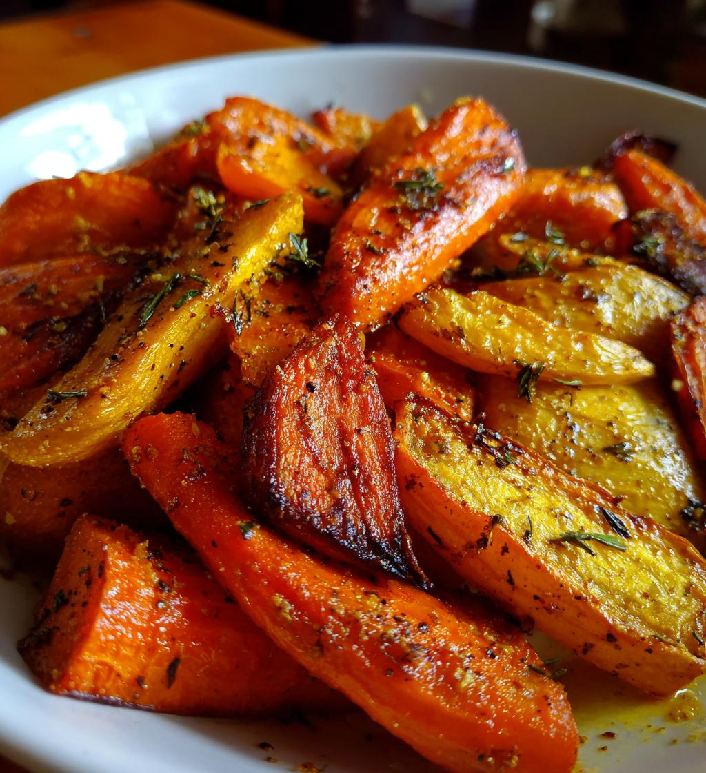 roasted sweet potatoes and carrots - detail 1