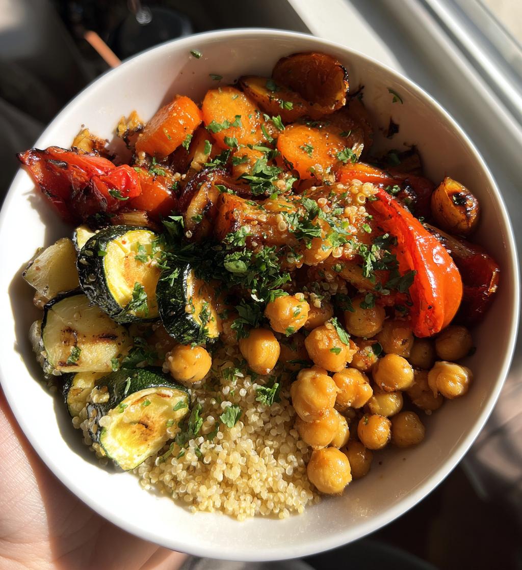 roasted veggie chickpea bowls