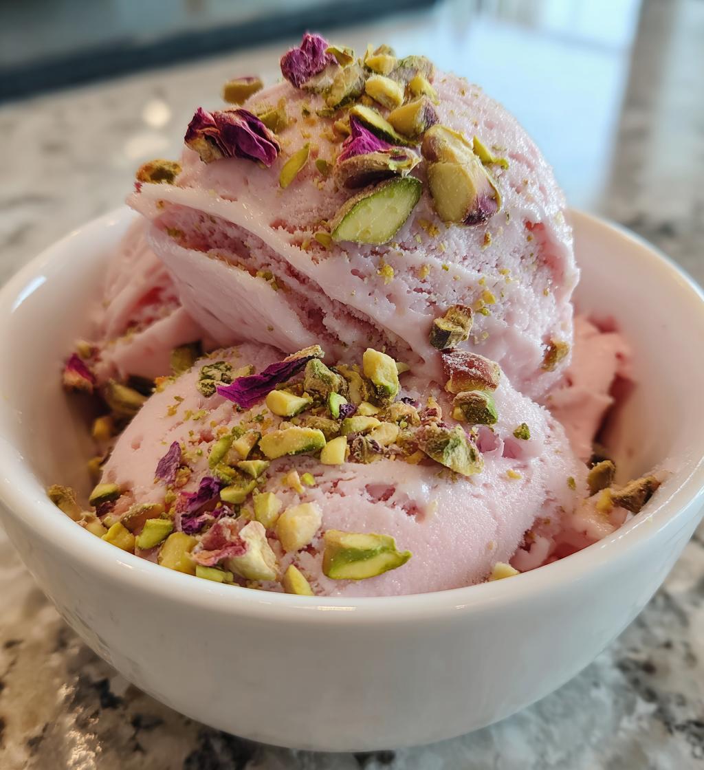rose pistachio cheesecake ice cream
