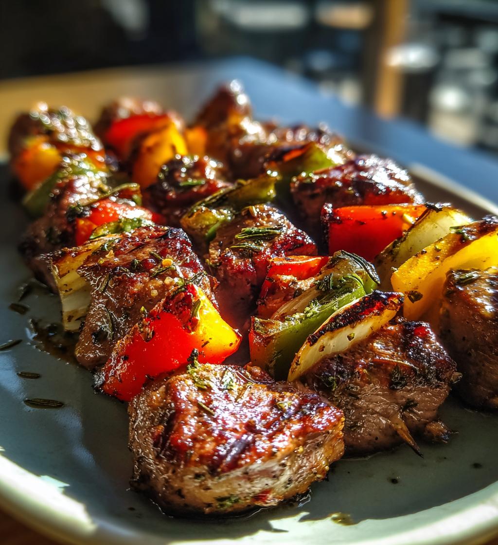 rosemary garlic steak kebabs - detail 1