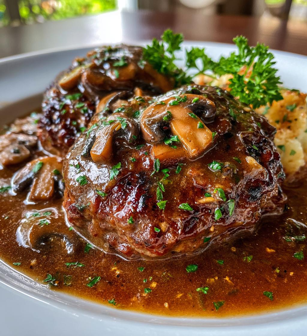 salisbury steak with mushroom gravy - detail 1