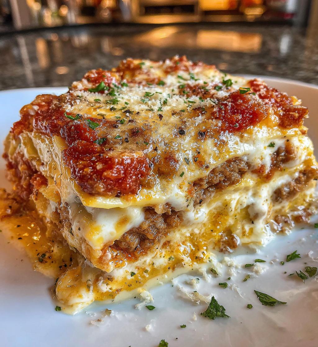 sausage alfredo ravioli lasagna - detail 1