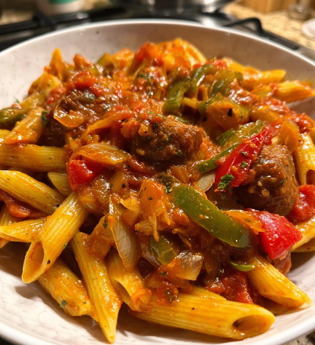 sausage and peppers pasta - detail 1