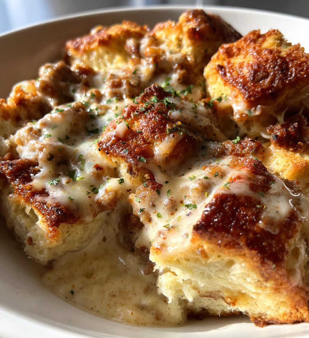 sausage loaded biscuit gravy bake - detail 1