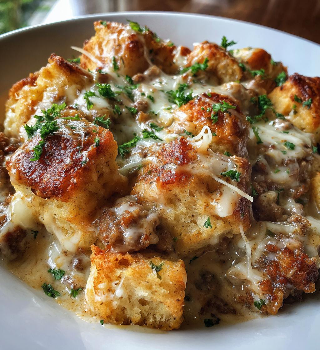 sausage loaded biscuit gravy bake