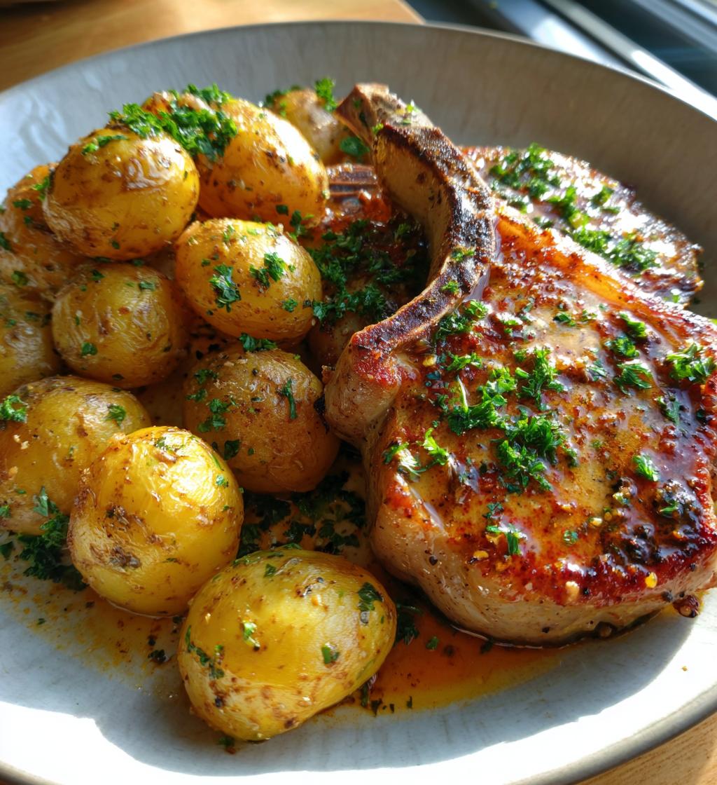 sheet pan pork chops and potatoes