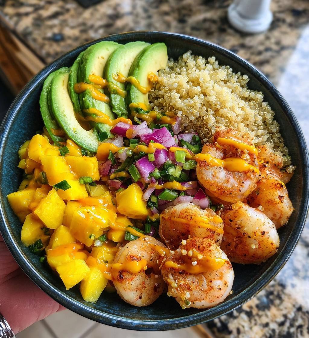 shrimp and avocado bowls with mango salsa lime chili sauce 2 - detail 1