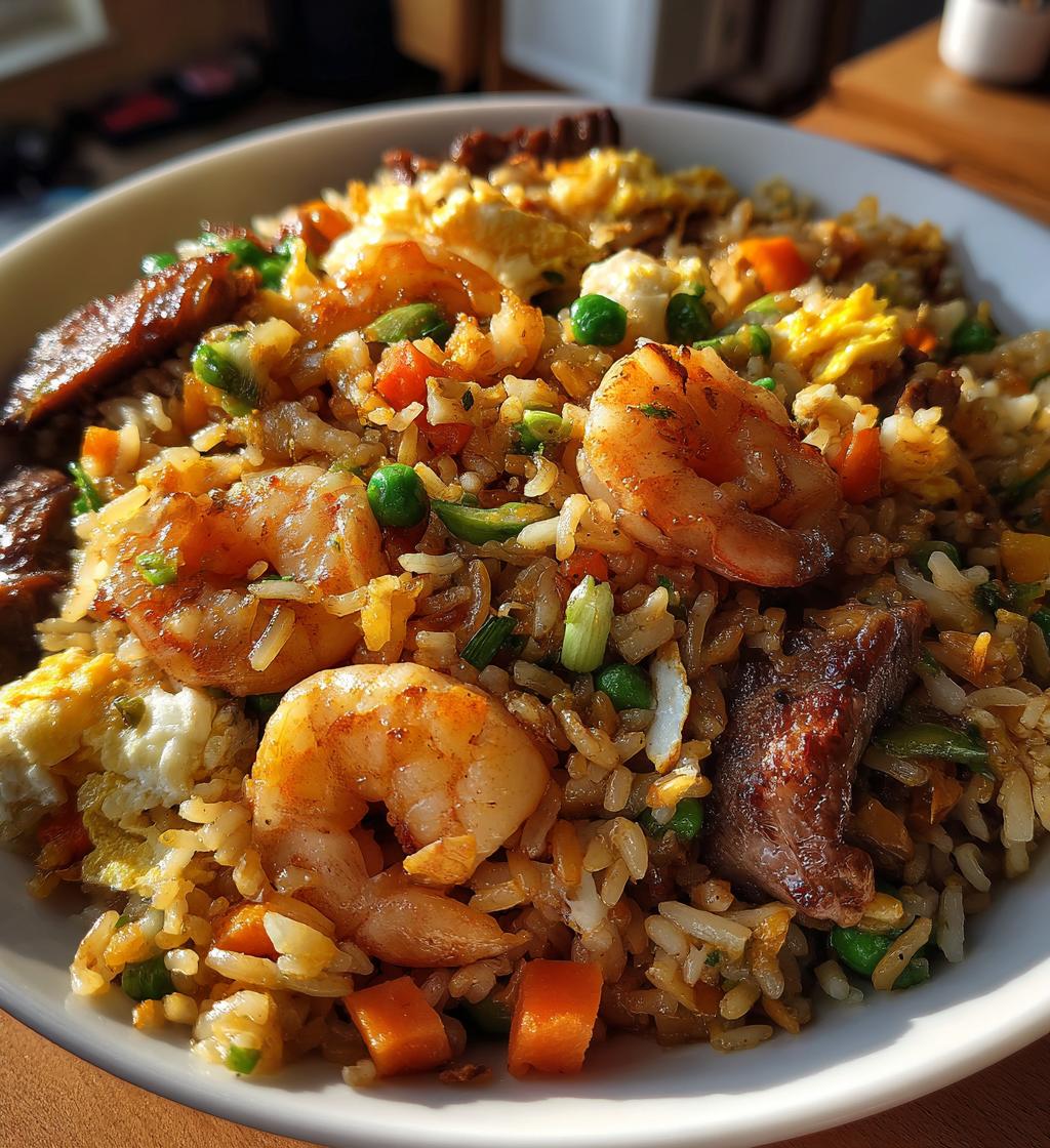 shrimp and steak fried rice - detail 1