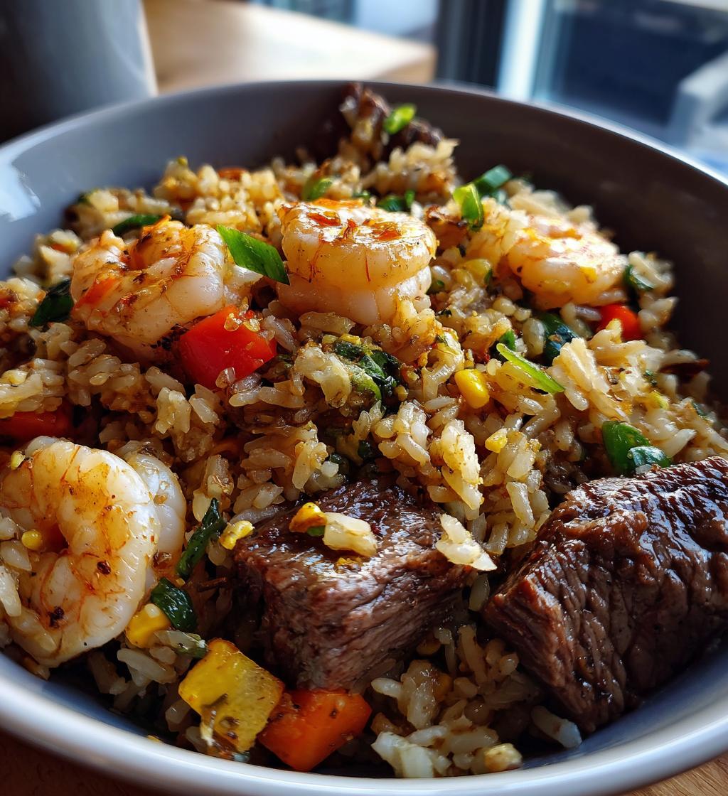 shrimp and steak fried rice