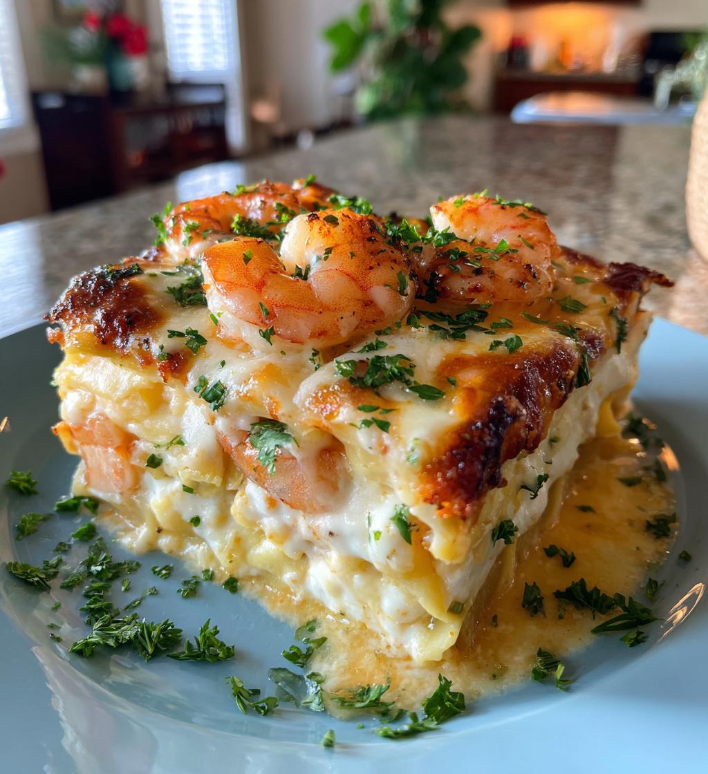 shrimp scampi lasagna - detail 1
