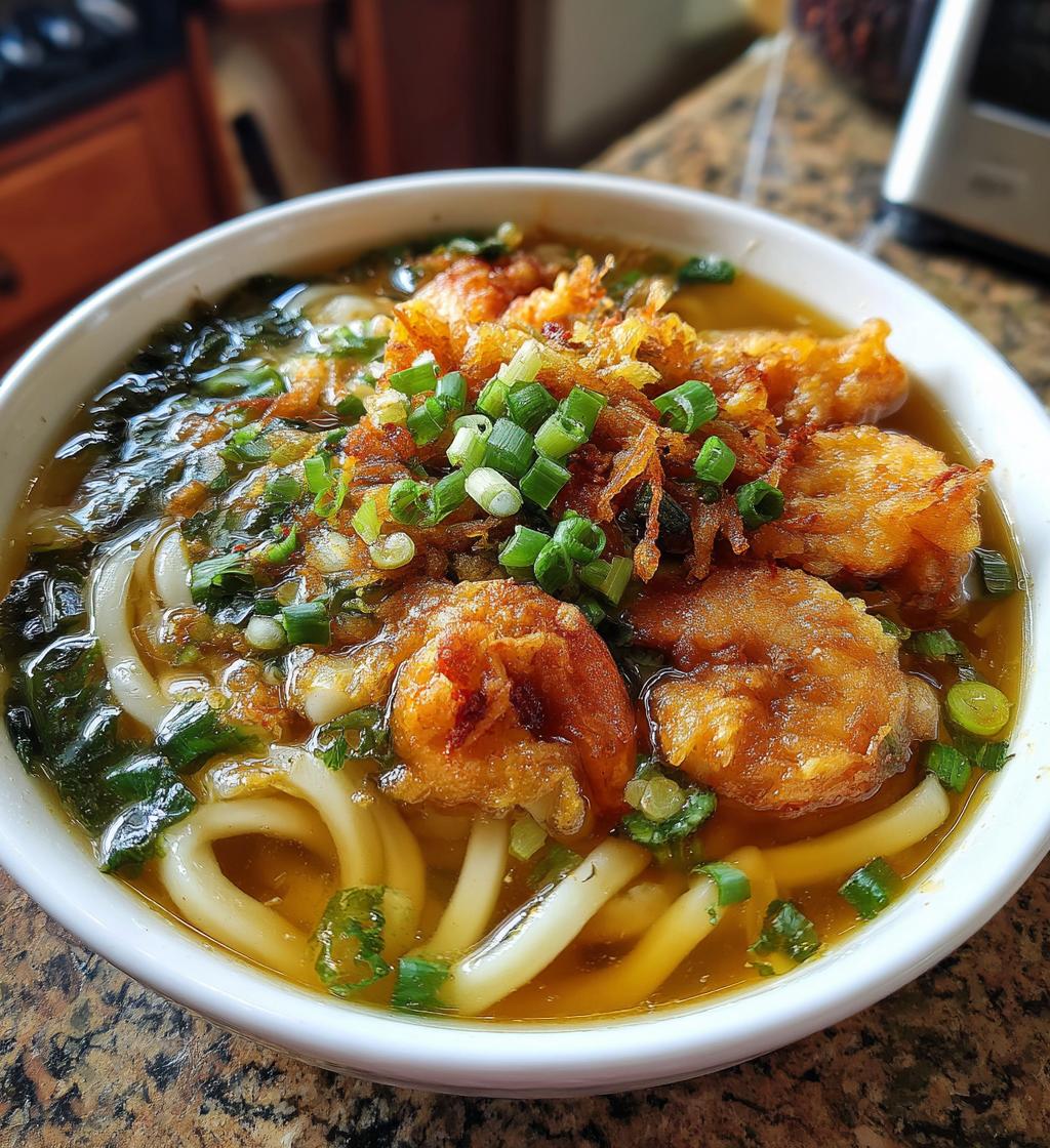 shrimp tempura udon soup - detail 1