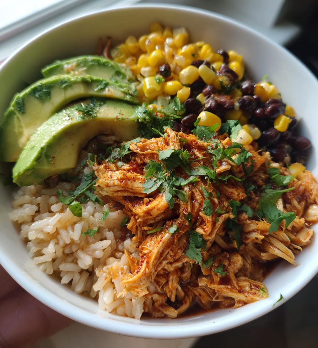 slow cooker chicken burrito bowl - detail 1