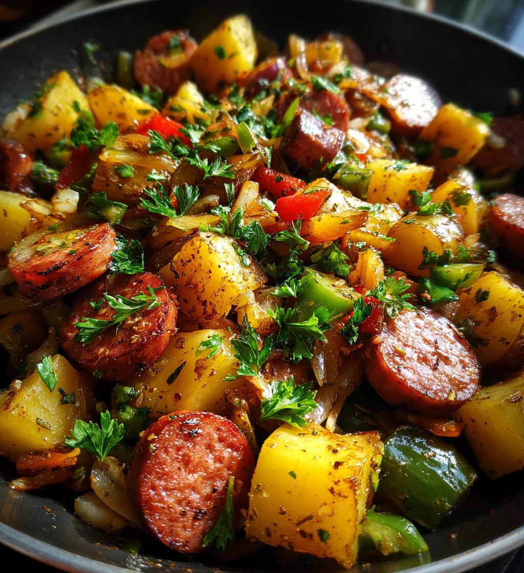 smoked sausage and potatoes skillet - detail 1