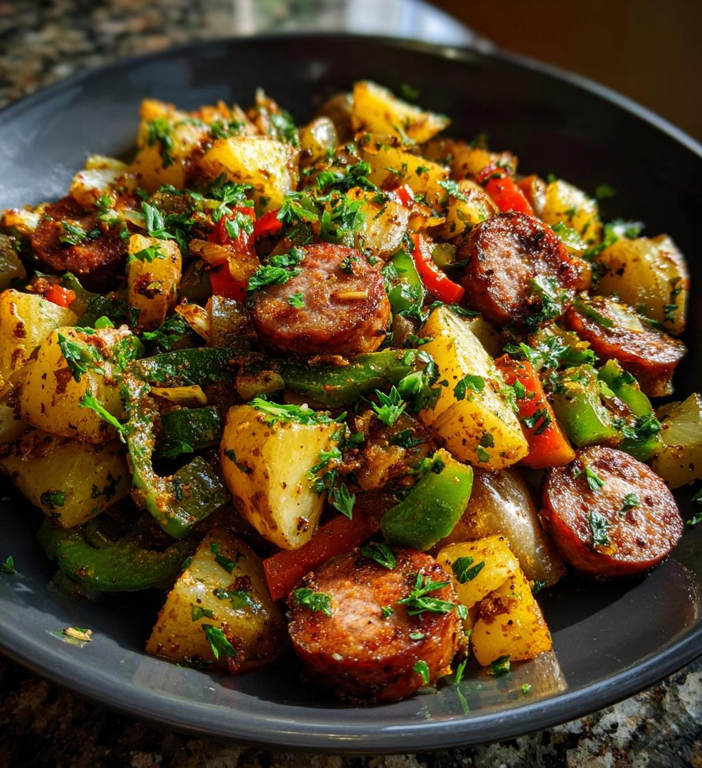 smoked sausage and potatoes skillet