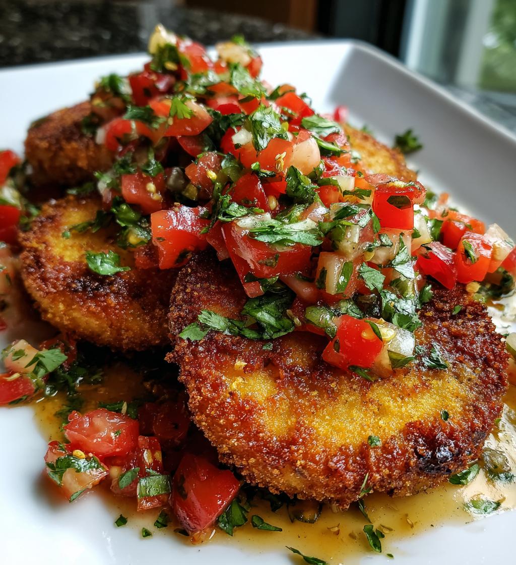smoky fried green tomatoes with fresh salsa - detail 1
