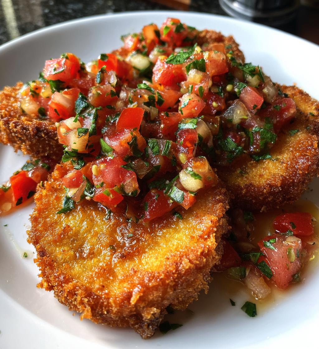smoky fried green tomatoes with fresh salsa